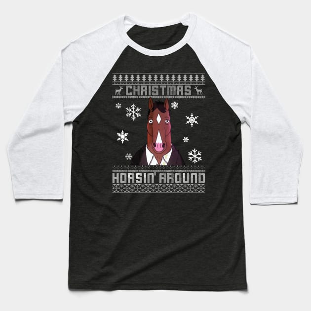 Horsin' Around Bojack Christmas Speacial Baseball T-Shirt by Bevatron